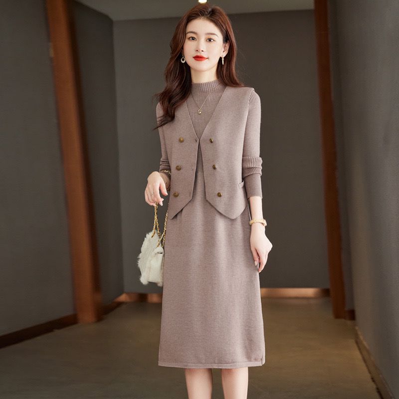 Pankh Elisha Woolen Dress & Waist Coat Two Piece Set