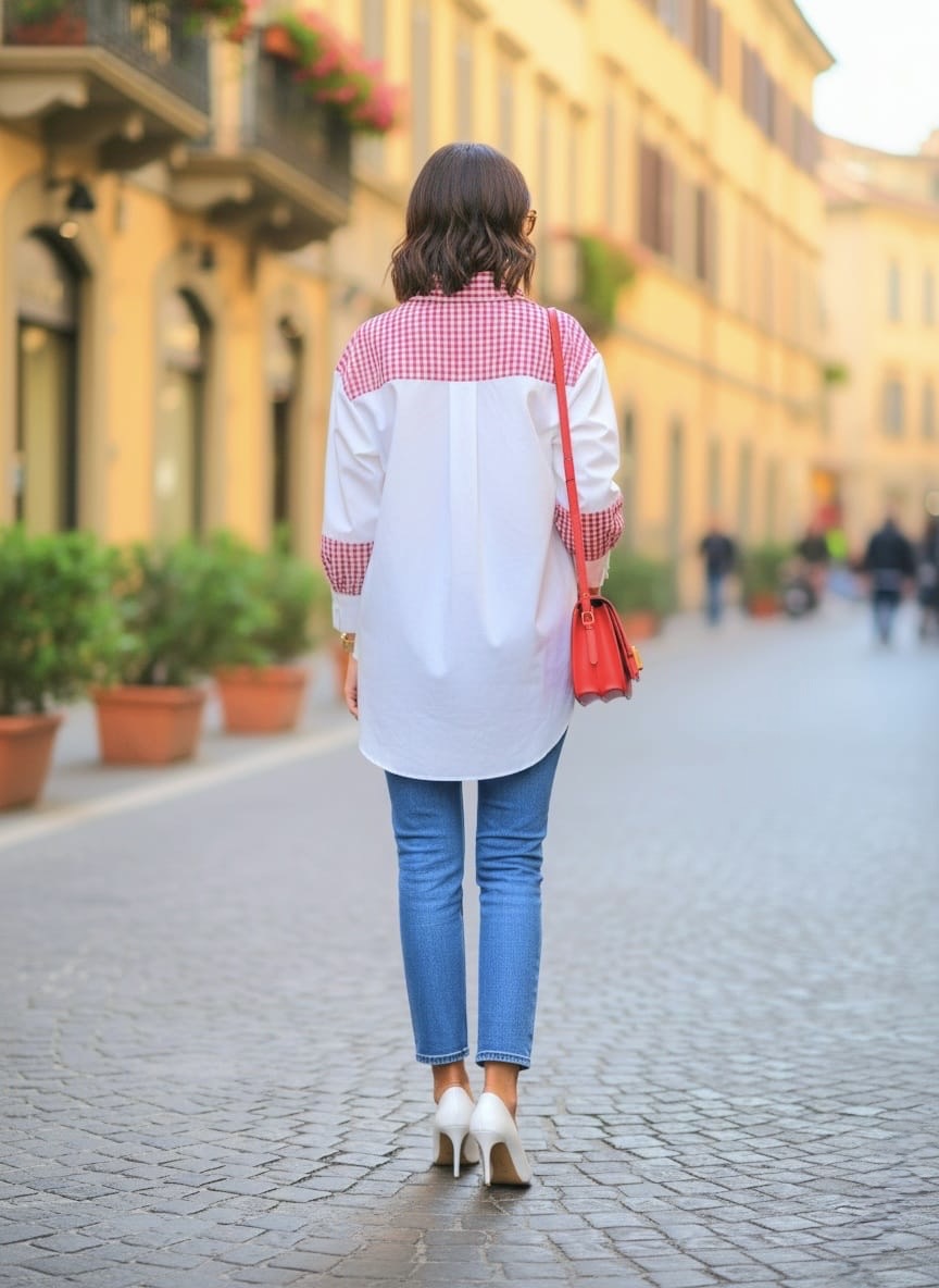 Pankh Hellena Gingham Oversized Designer Quirky Cotton Shirt