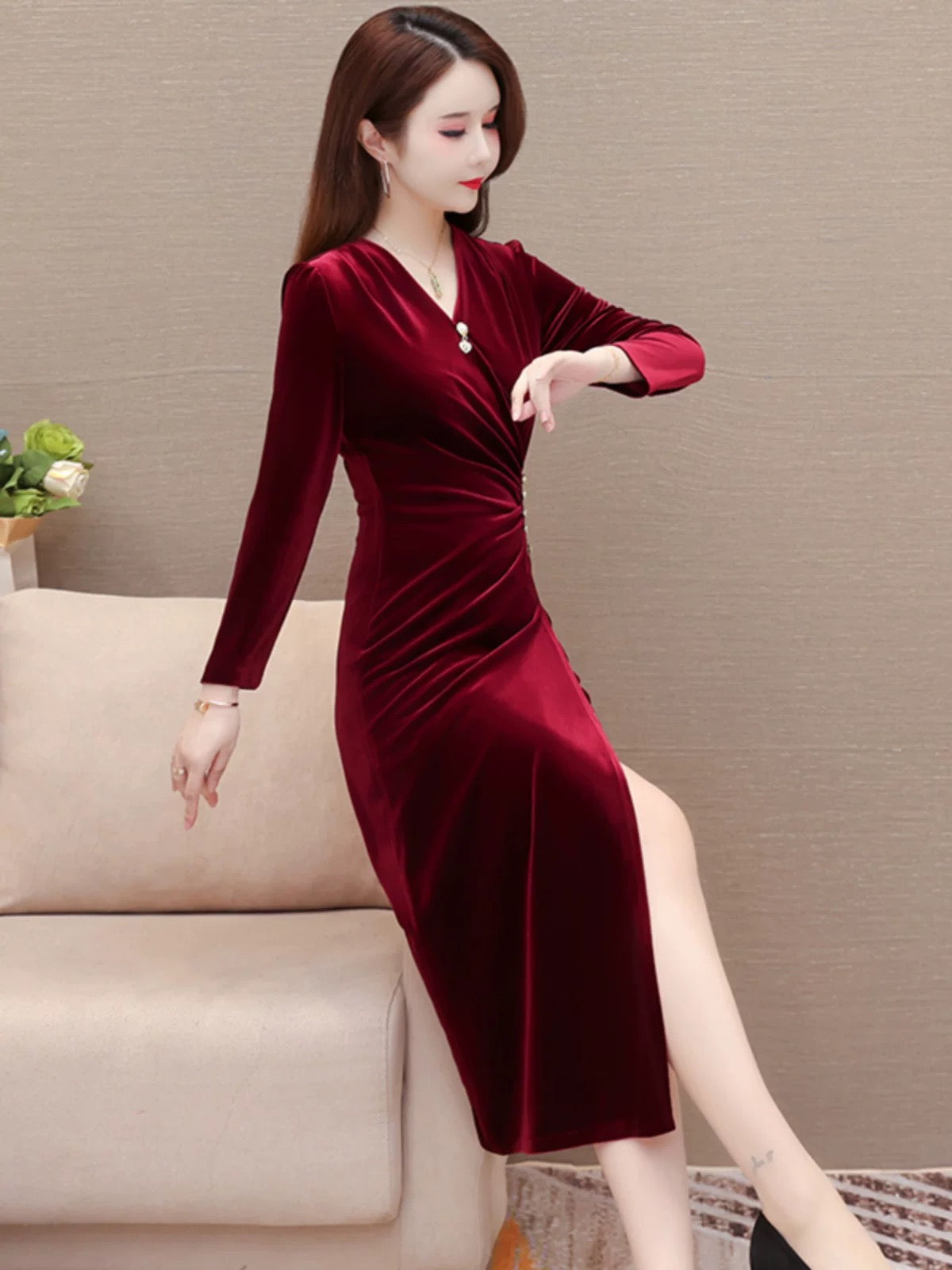 Pankh Alice Elegant Velvet Party Wear Dress