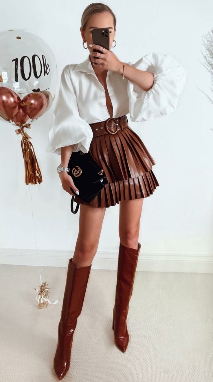 Pankh Lisbon pu leather skirt