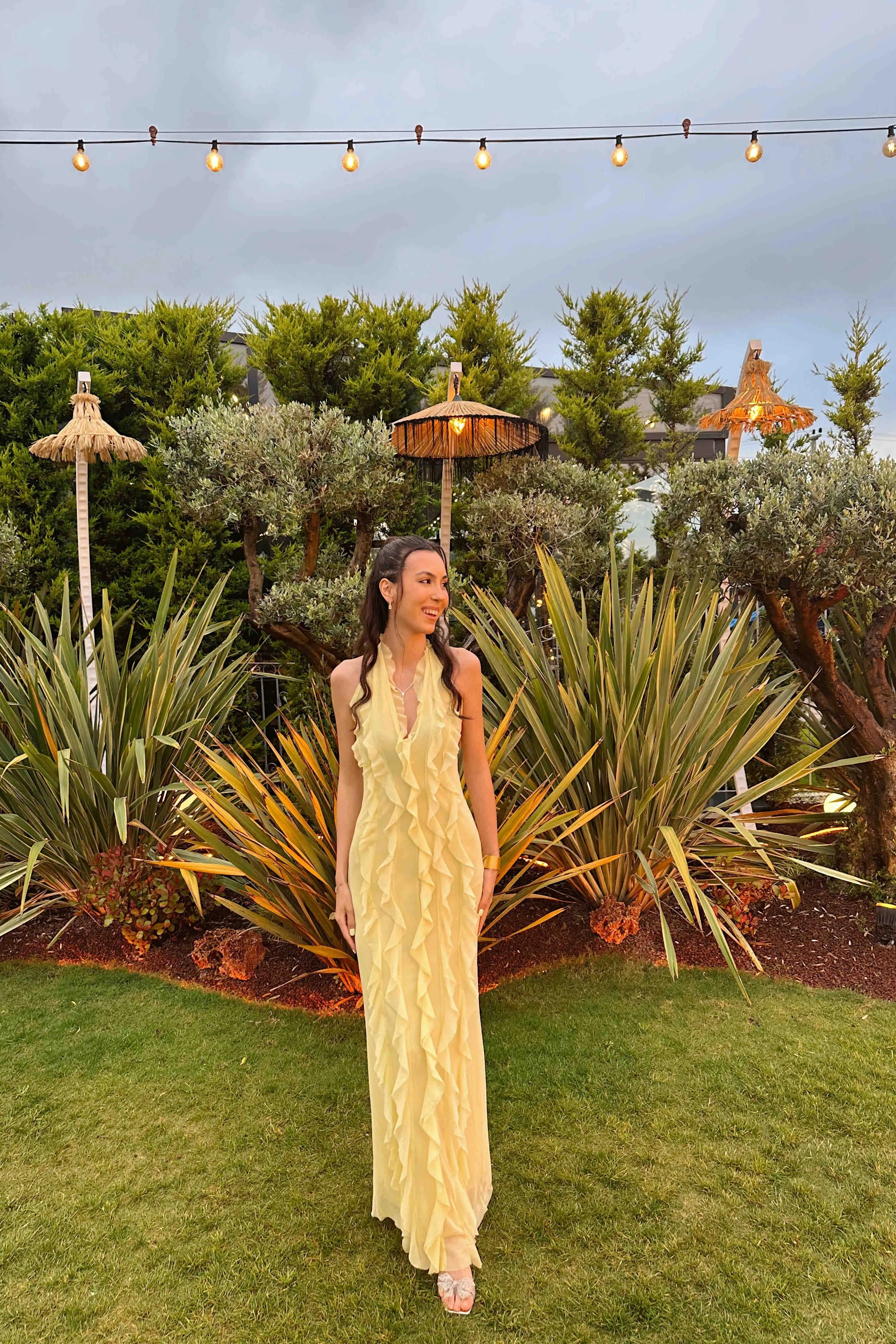 Pankh Onika Ruffle Butter Yellow Maxi Dress