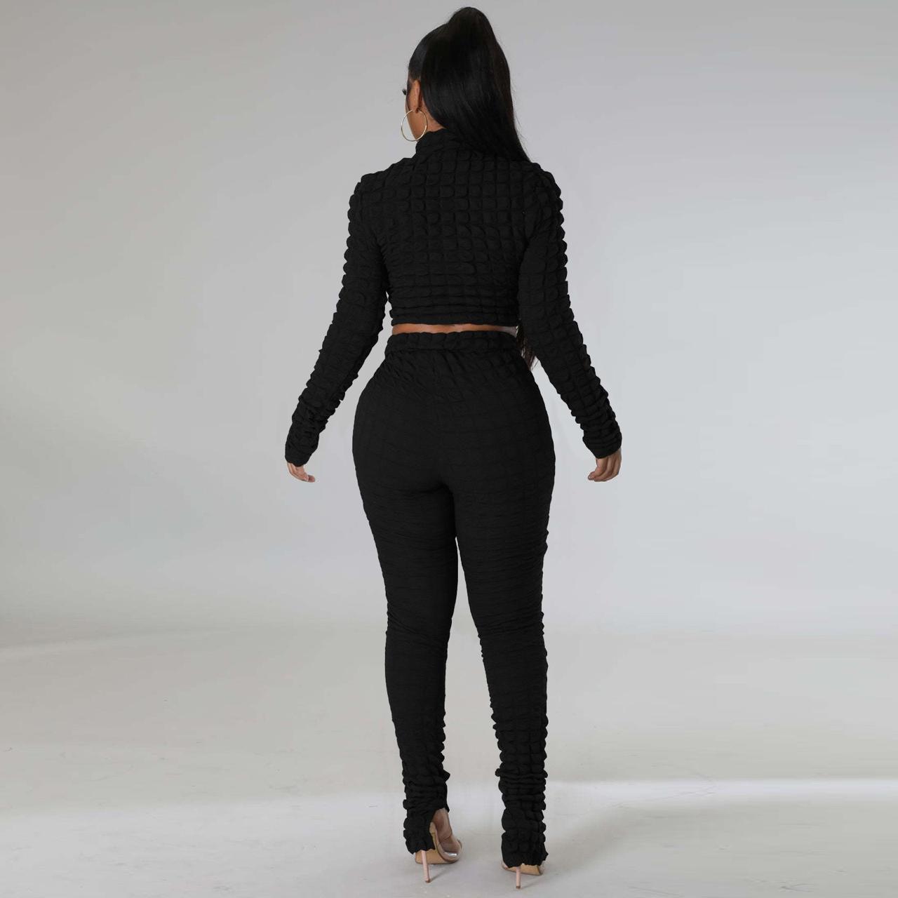 Pankh Azael Casual Bubble Crop Top And Pant