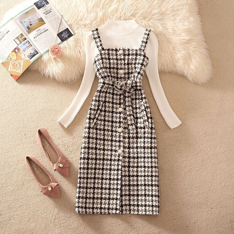 Pankh Erico Tweed Elegant Dress with Knit Top