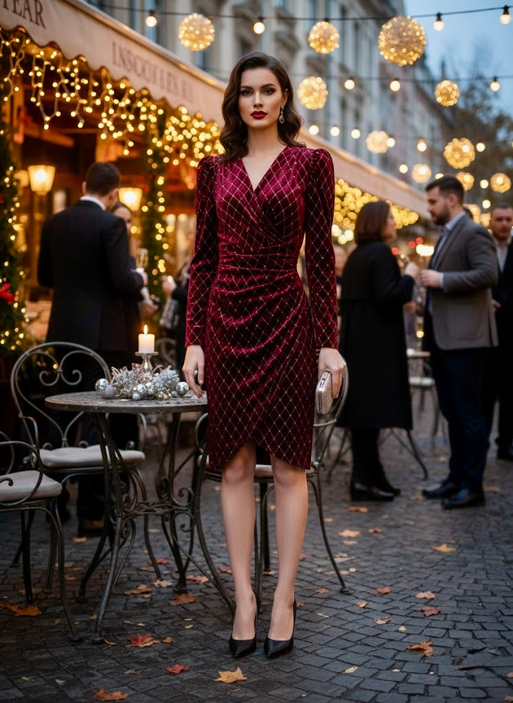 Pankh Onkel Shimmer Velvet Party Wear Dress