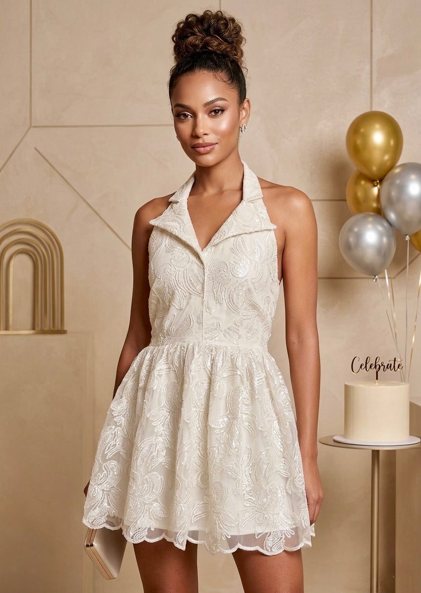 Pankh Avelina  Shimmer Embroidered Floral Party Wear Mini Dress