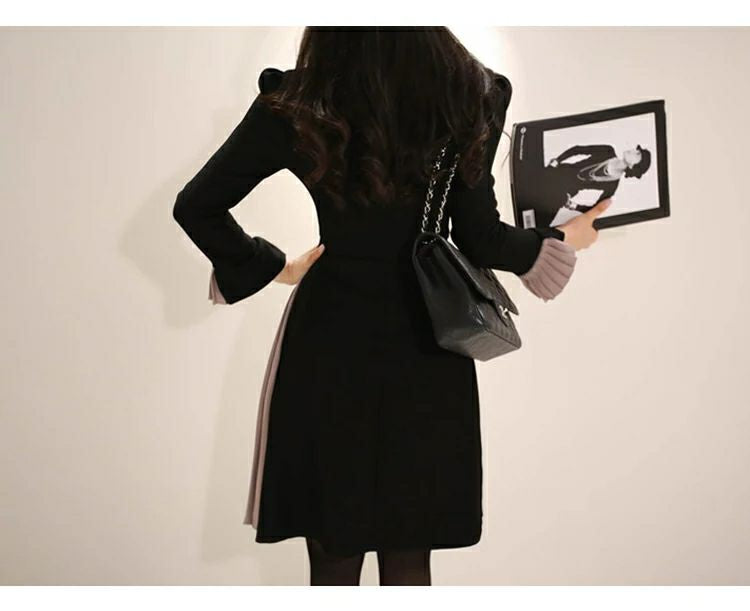 Pankh Persia shaded knit wool formal dress with belt