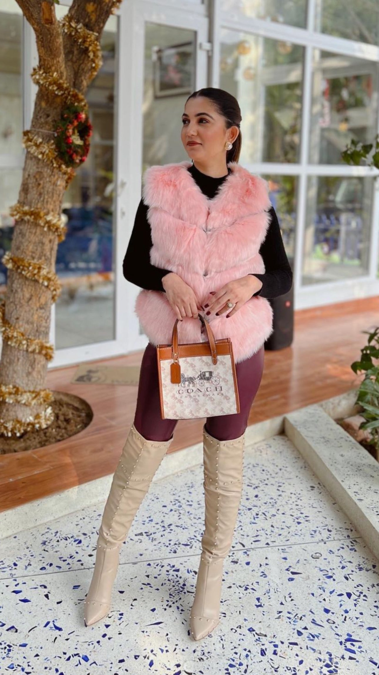 Pankh Elon Fox Fur Plush Sleeveless Coat