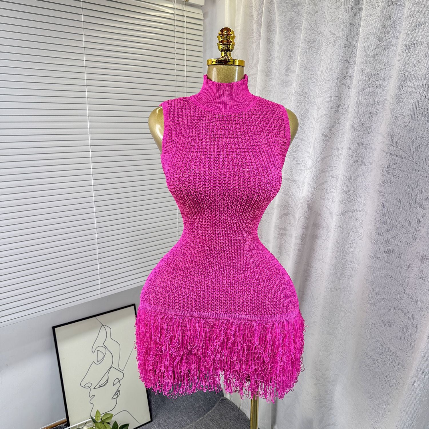 Pankh Seren Fringe Crochet Short Dress