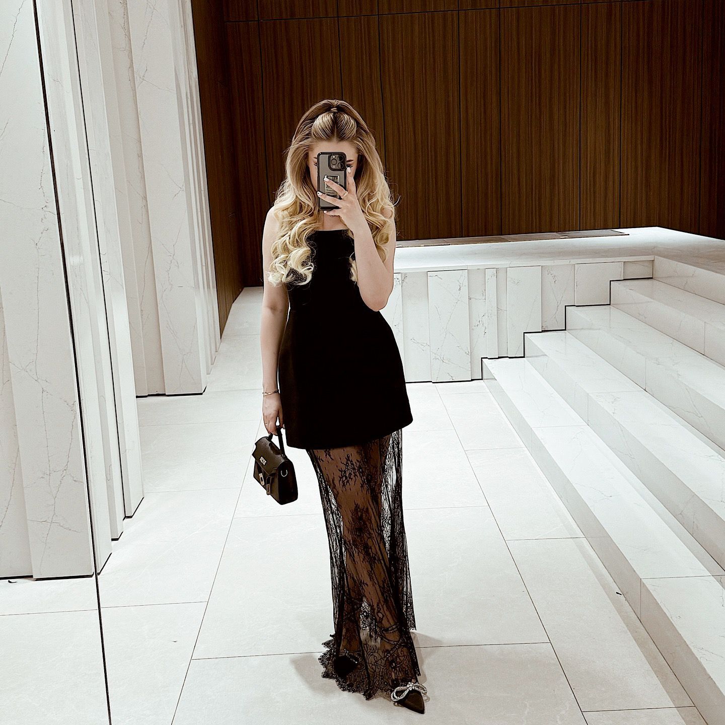 Pankh Rosala Strapless Lace Long Dress