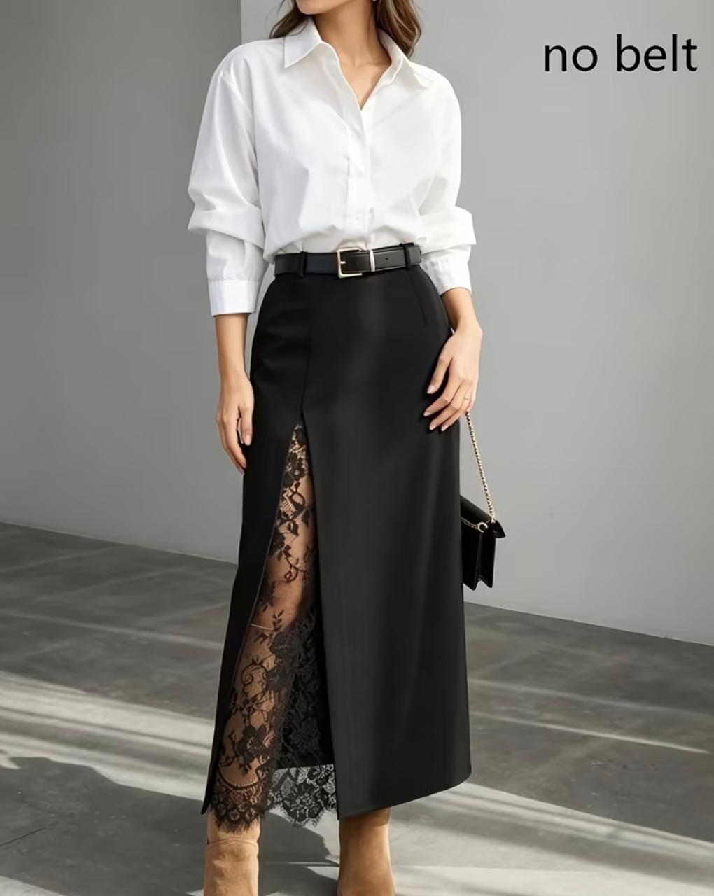 Pankh Calina Elegant Net Lace Midi Skirt