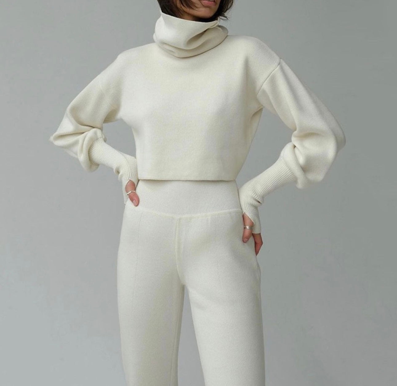 Pankh Davis Luxe Wool Crop Top & High Waist Pant Coord