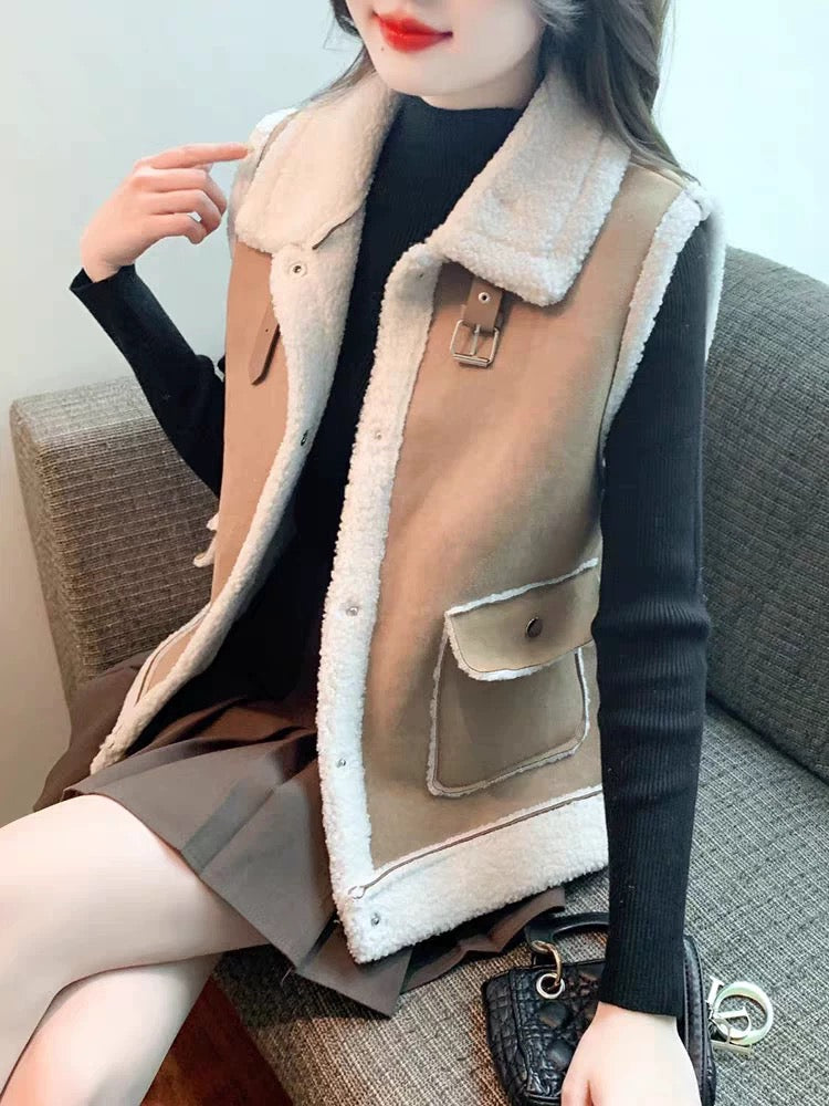 Pankh Rolly Teddy Fleece Sleeveless Women Jacket