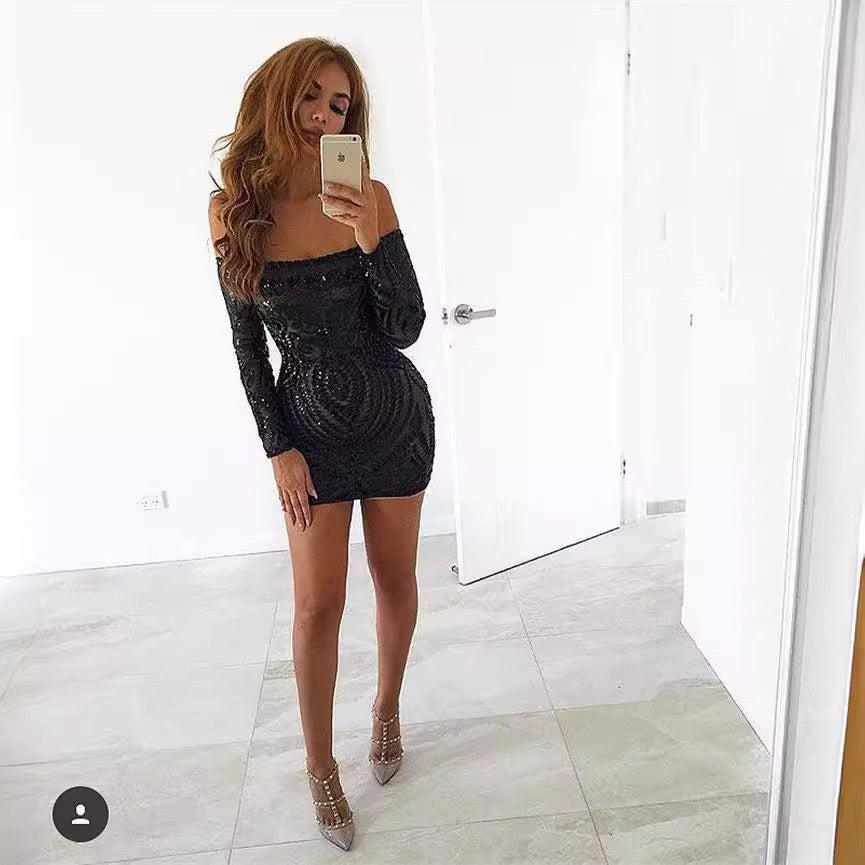 Pankh Yuri Sequin And Fur Luxe Party Short Dress