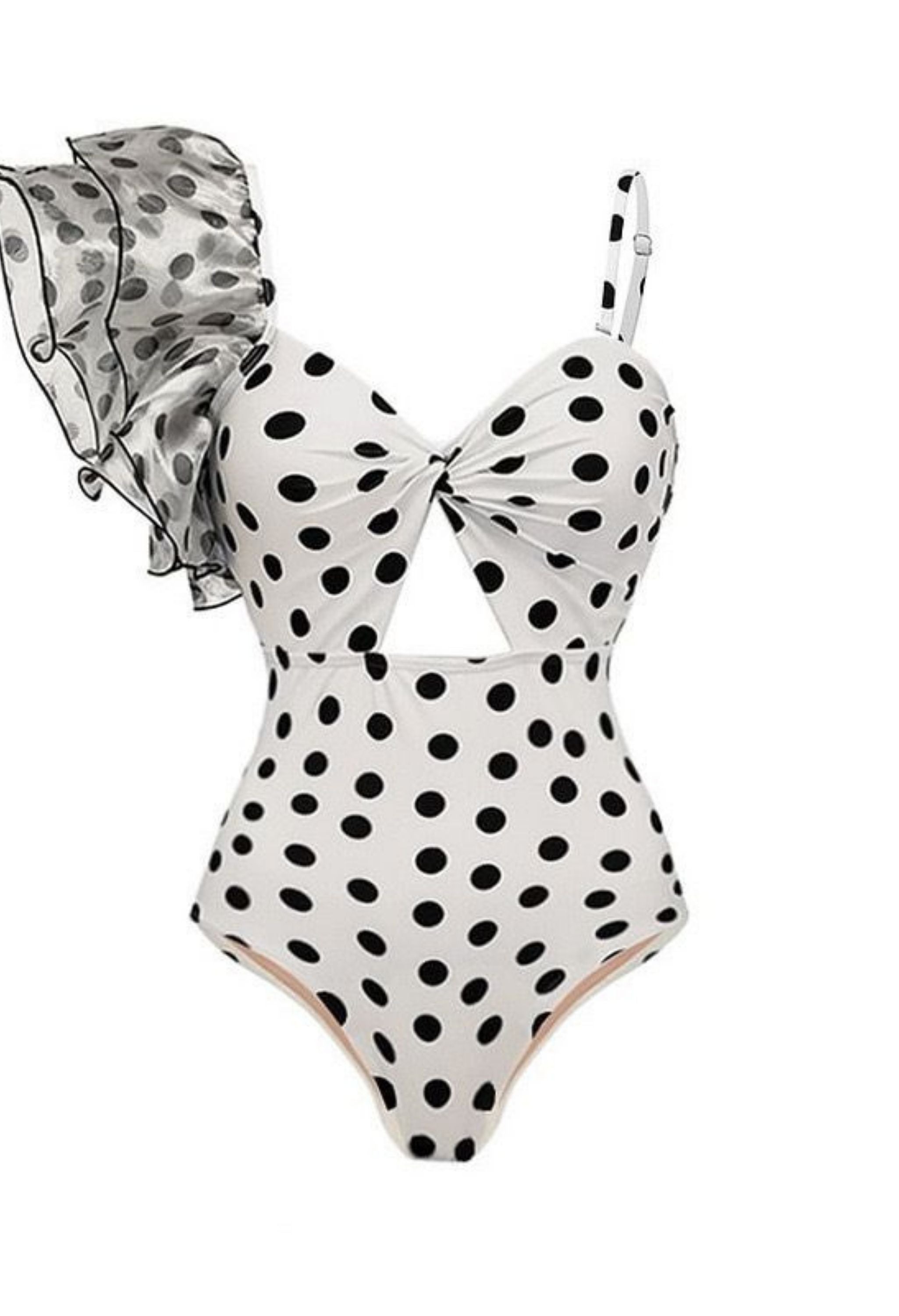 Pankh Sierra Dots Ruffle Swimsuit/Bodysuit and Skirt