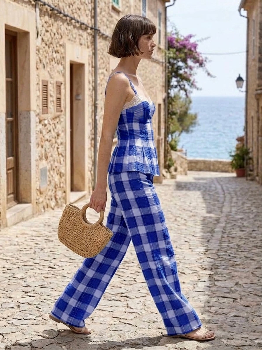 Mavis Textured Gingham Elegant Coord Set