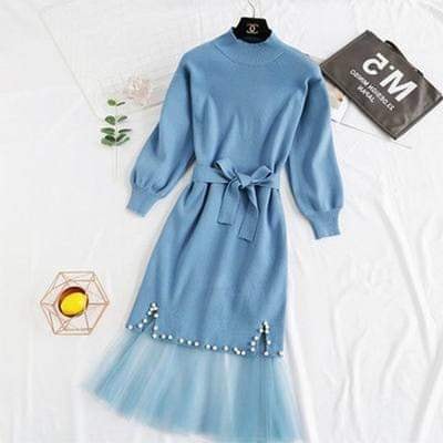 Pankh Jolene Knitted Pearl A- Line Midi Dress Without Skirt
