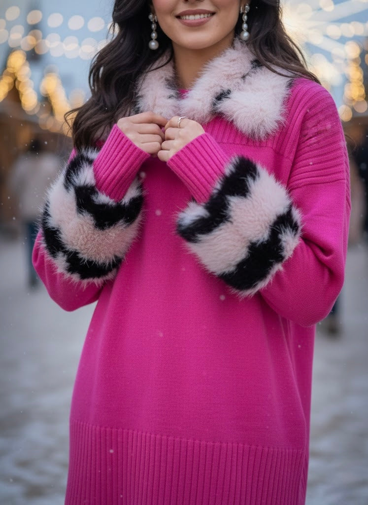 Pankh Have Some Fun Luxury Detachable Fur Woolen Coord Set