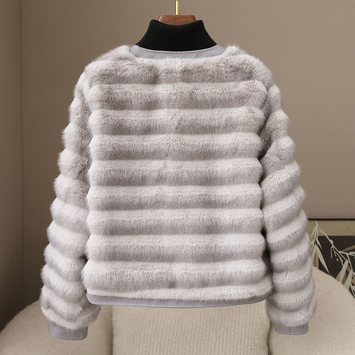 Pankh Mochiato Fur And Leather Luxe Party Wear Winter Jacket