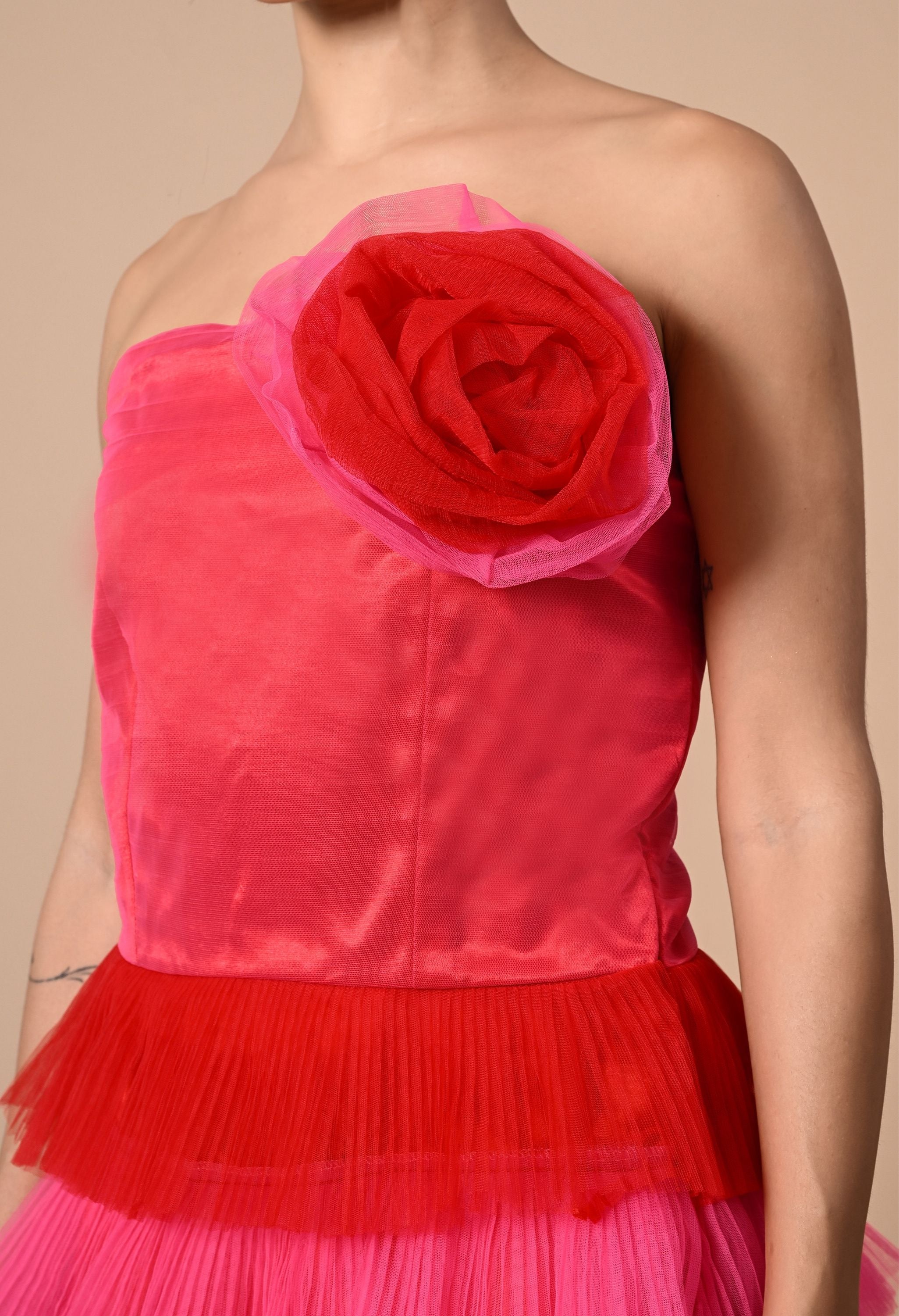 Pankh Rosette Tiered Ruffle Dress