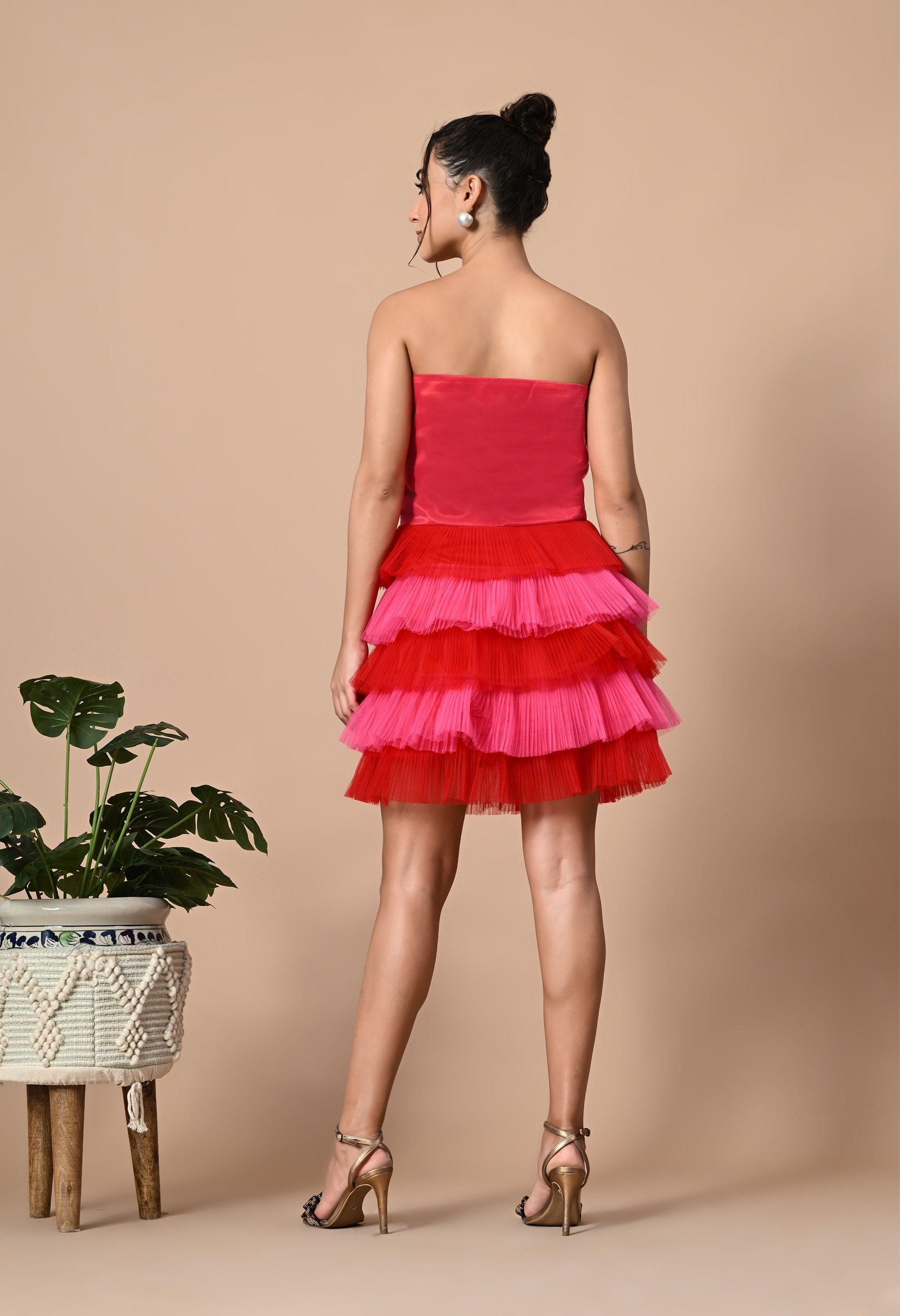 Pankh Rosette Tiered Ruffle Dress