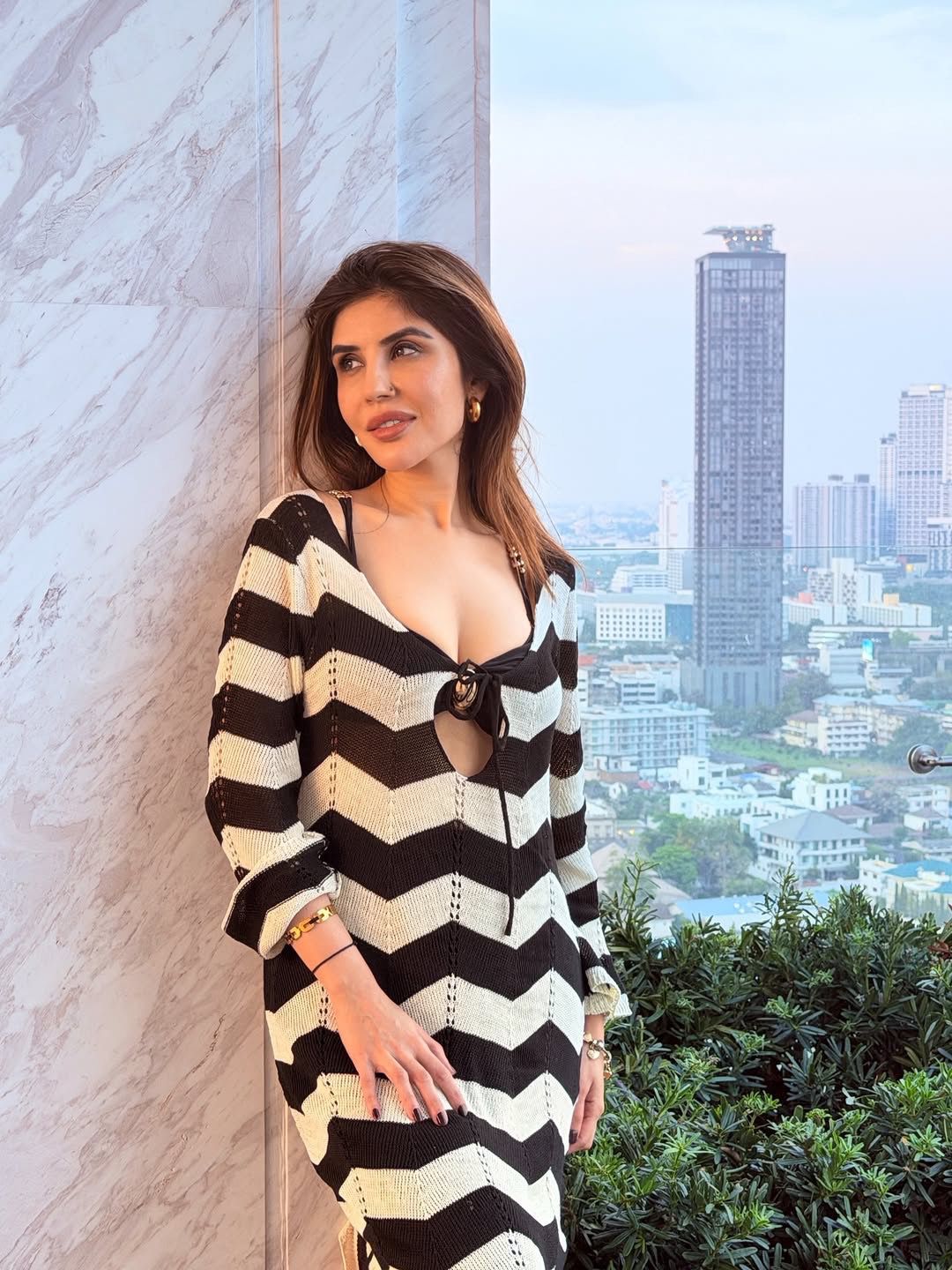 Pankh Hojin Azetic Pattern Crochet Cover Up Resort Dress