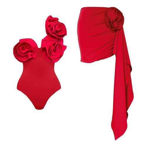 Pankh Asel Bodycon Rose Monokini & Skirt Swimsuit