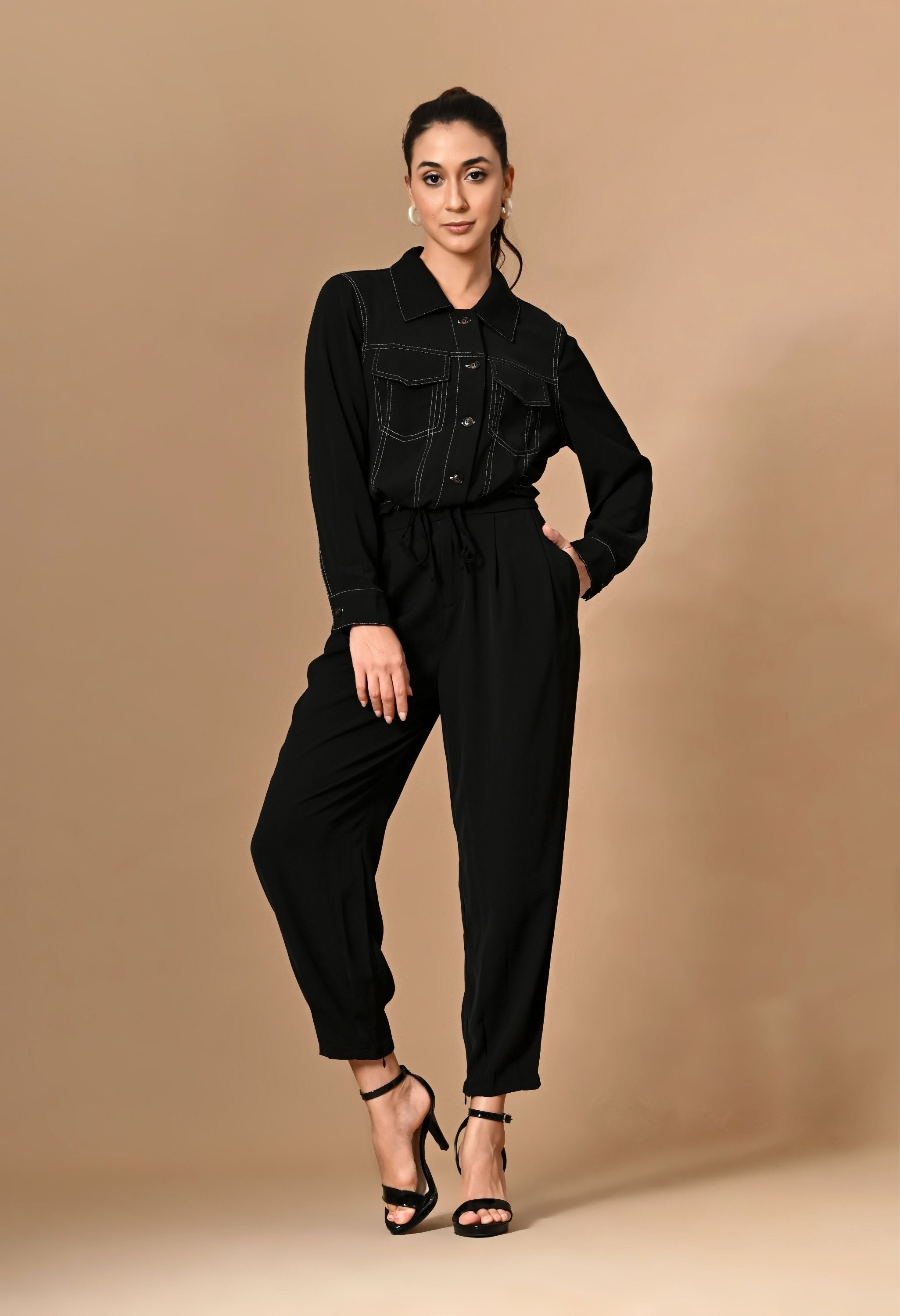 Pankh Darik Crop Shirt And Jogger Style Pant Set