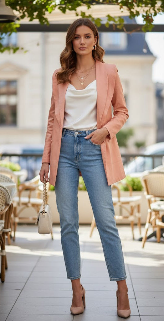 Pankh Julesa Raw Silk Double Collar Formal Blazer