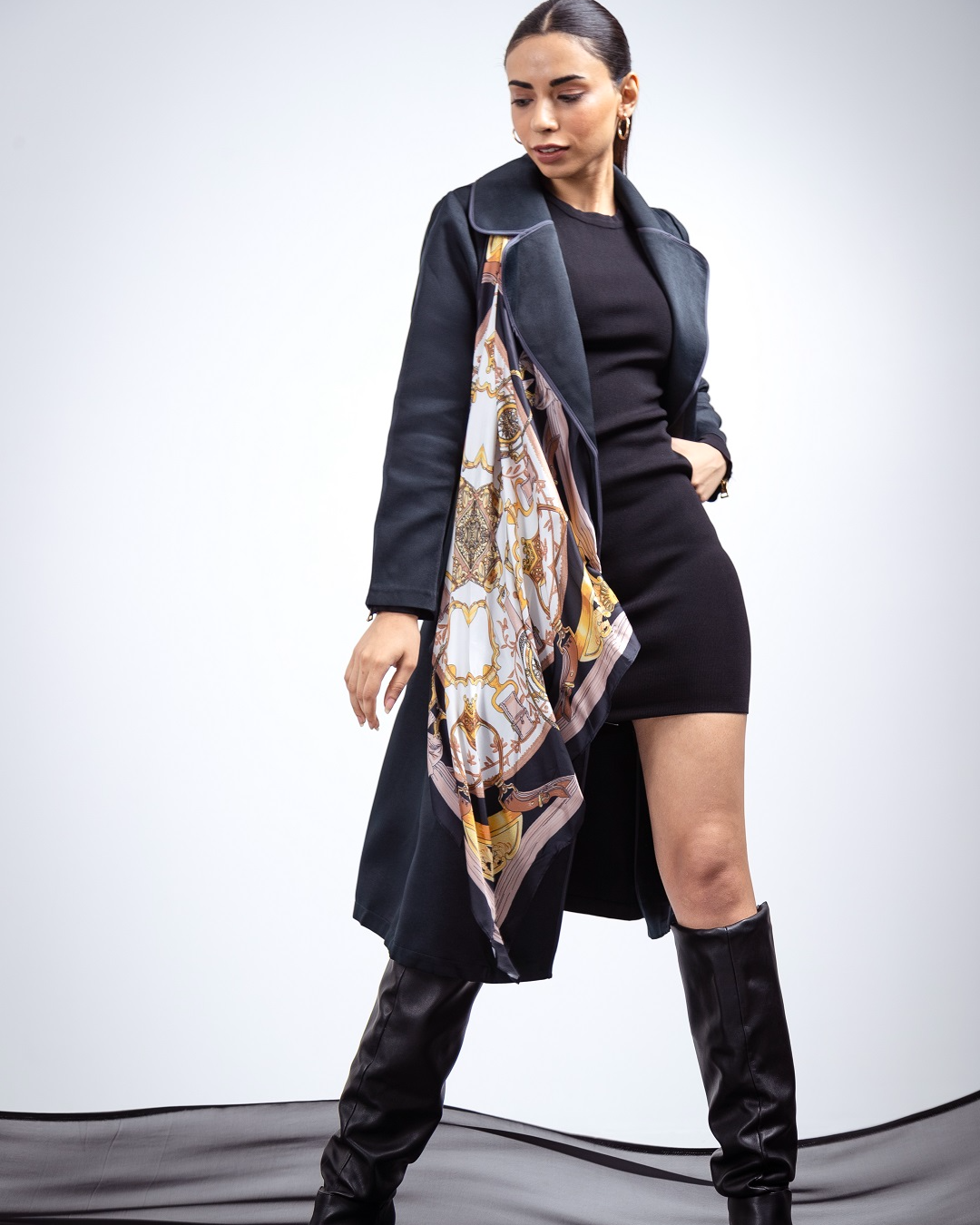 Pankh Perky Blazer With Printed Scarf