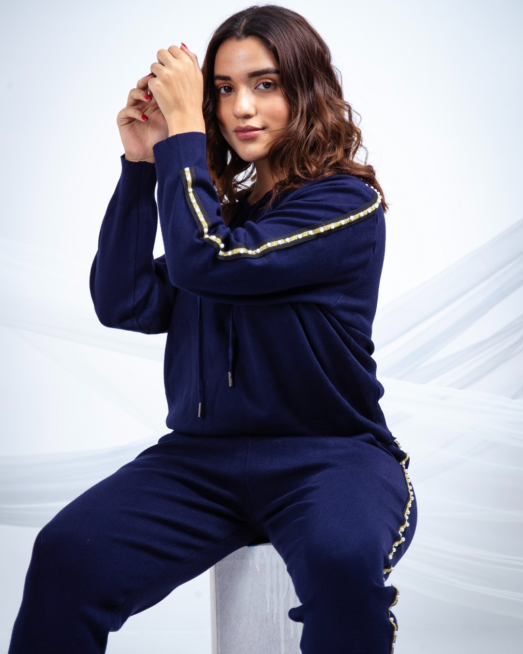 Pankh Glee Pearl Embelished Hoodie & Jogger Set