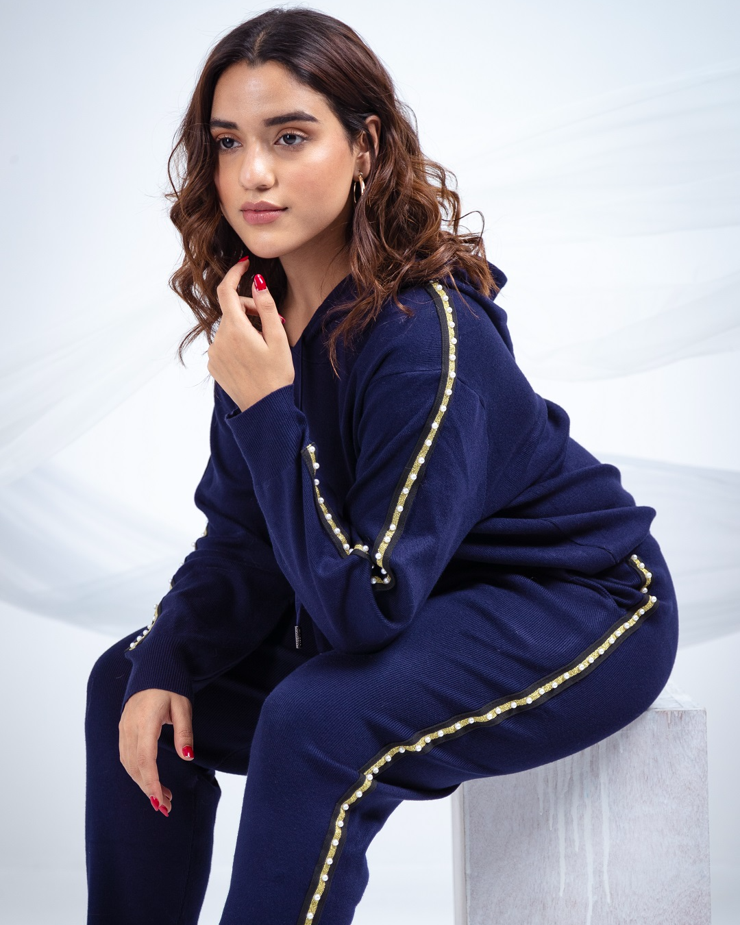 Pankh Glee Pearl Embelished Hoodie & Jogger Set