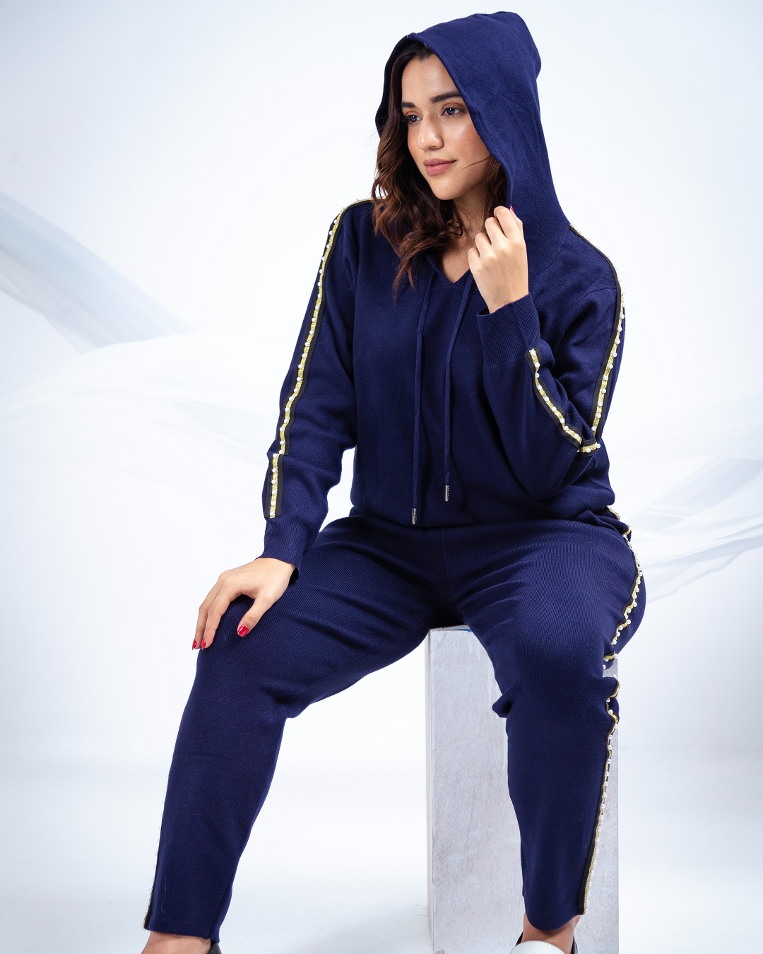 Pankh Glee Pearl Embelished Hoodie & Jogger Set