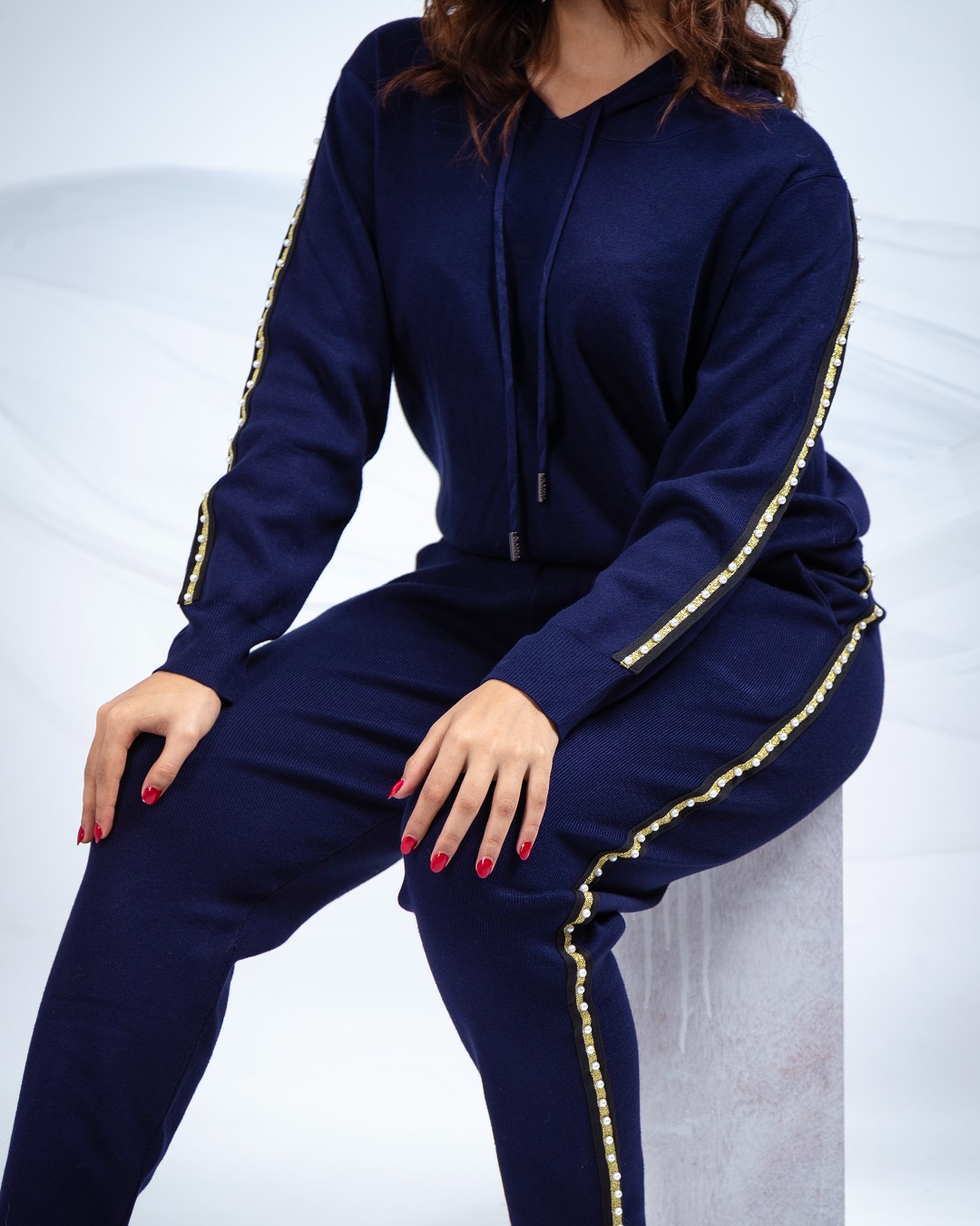 Pankh Glee Pearl Embelished Hoodie & Jogger Set