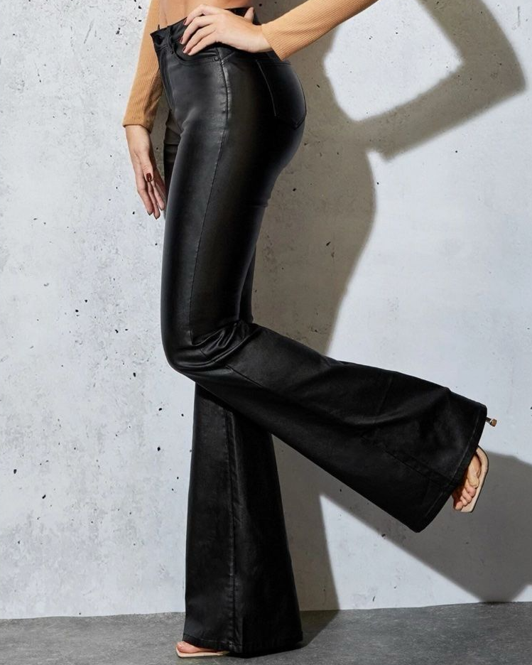 mizona leather retro flaired pants