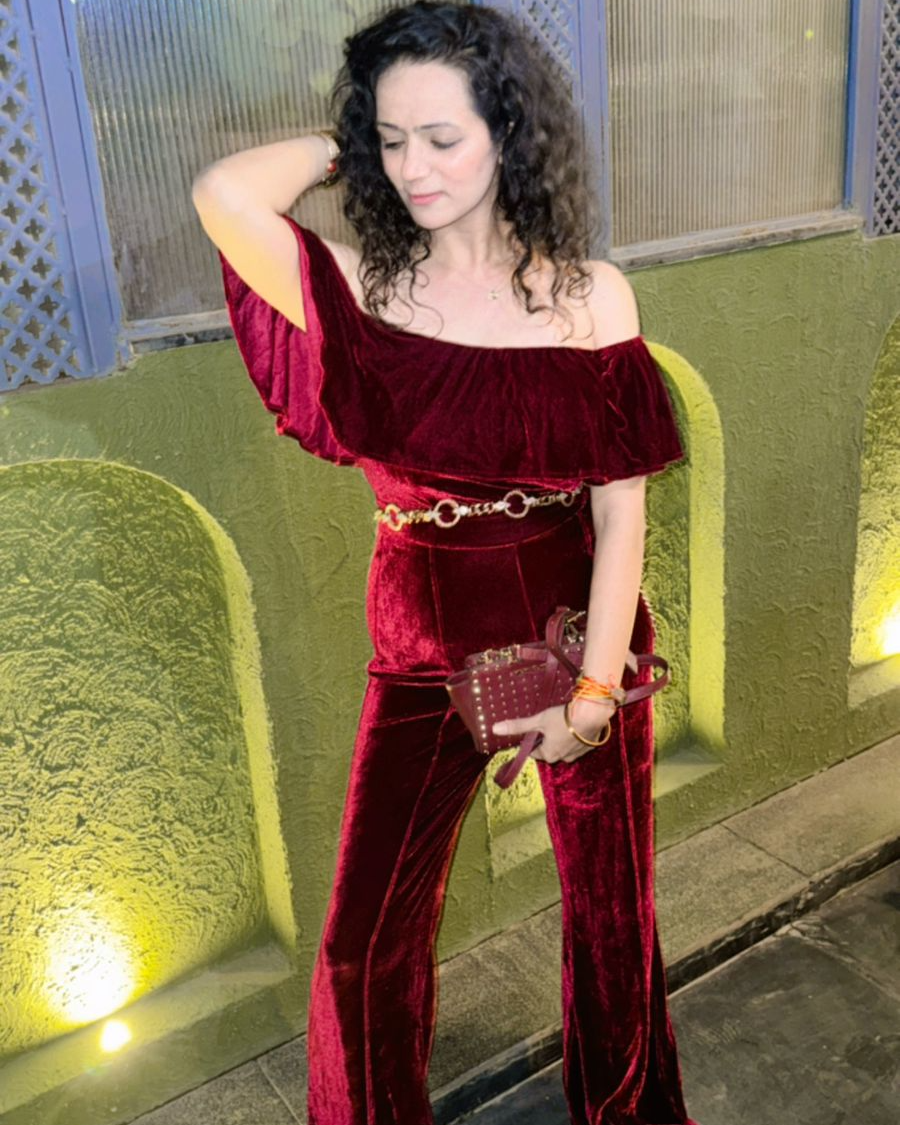 LOTTIE OFF SHOULDER VELVET JUMPSUIT