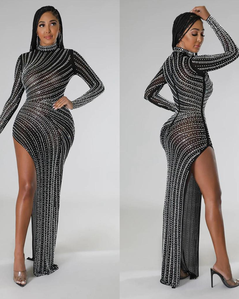 Pankh Ridley Sheer Rhinestone Embellished Party Dress