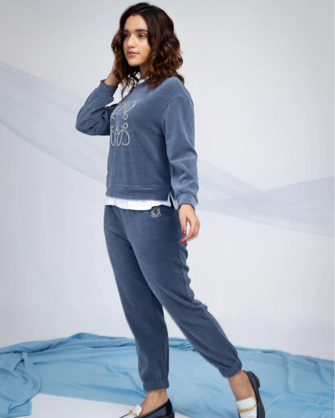 Pankh Frisky Coduroi Top & Jogger Pant Set