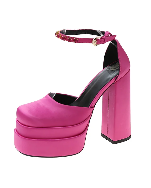 Medusa Pink Ankle Thick Heels