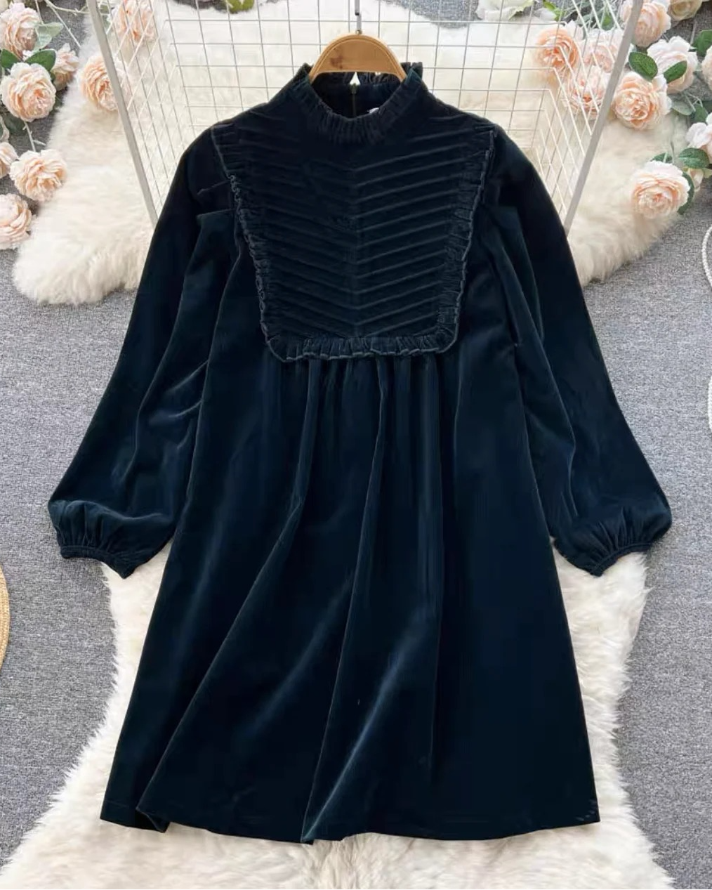 Rea Corduroy Velvet Dress