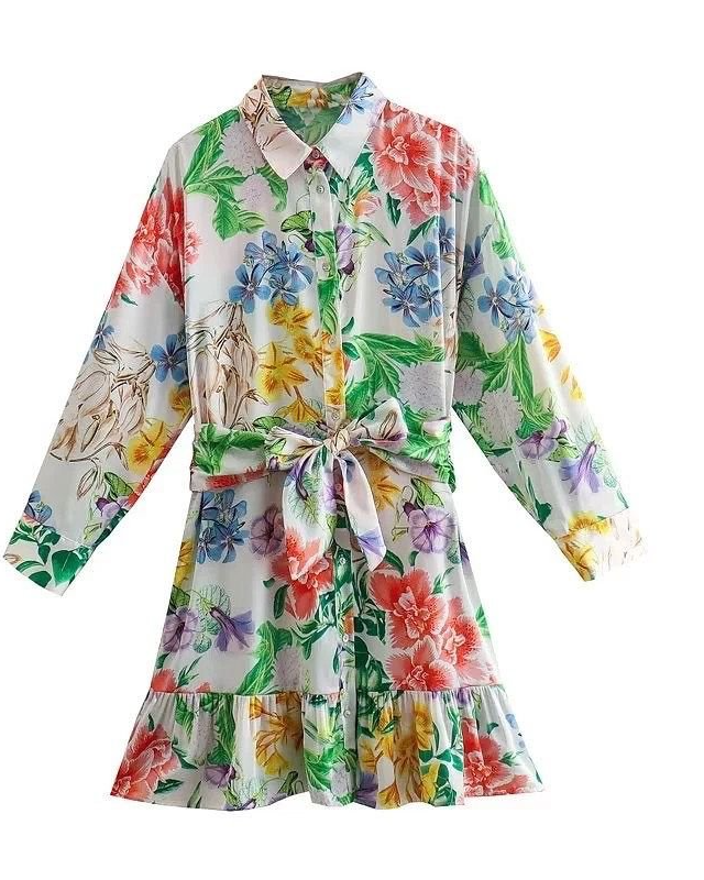 Nanki Floral Printed Satin Dress