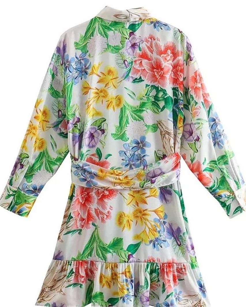 Nanki Floral Printed Satin Dress