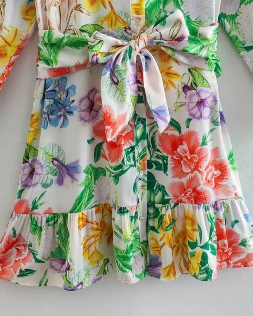 Nanki Floral Printed Satin Dress