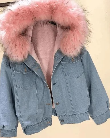 Pankh Kubi Fur & Denim Jacket