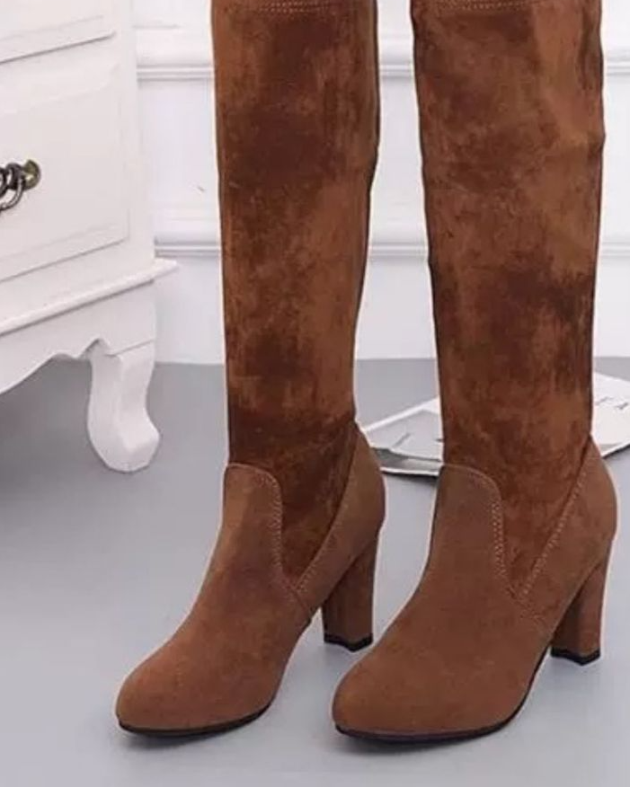 Noa Knee High Imported High Quality Suede Heel Boots