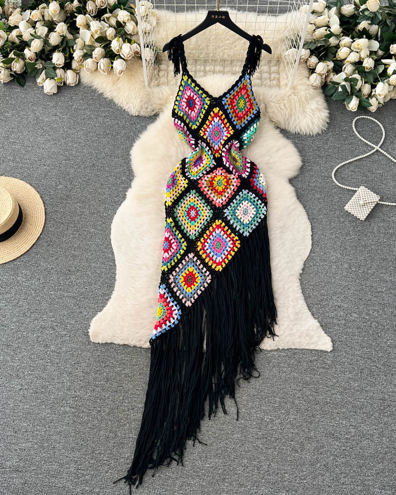 Pankh Jarin Beach Crochet Tassel Maxi Dress