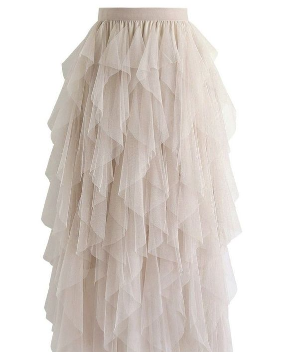 Pankh Merlo Ruffle Mesh Net Skirt