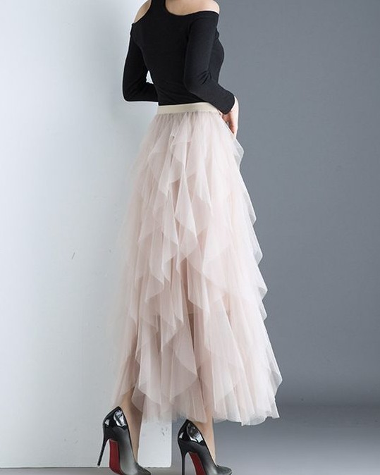 Pankh Merlo Ruffle Mesh Net Skirt