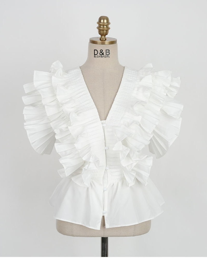 Pankh Carson Frill Pure Cotton V-Neck Blouse