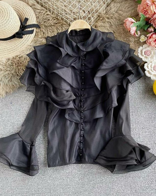 Omisha organza ruffle summer party shirt