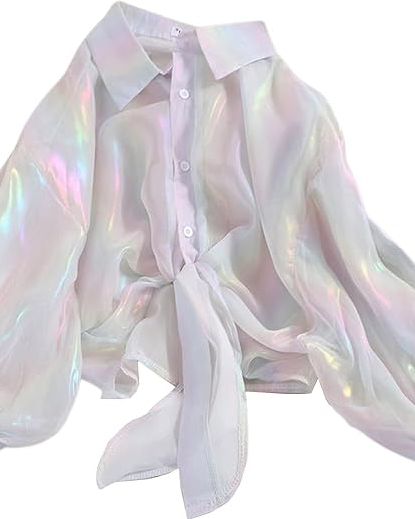 Pankh Juvena Holographic See Through Coverup Shirt